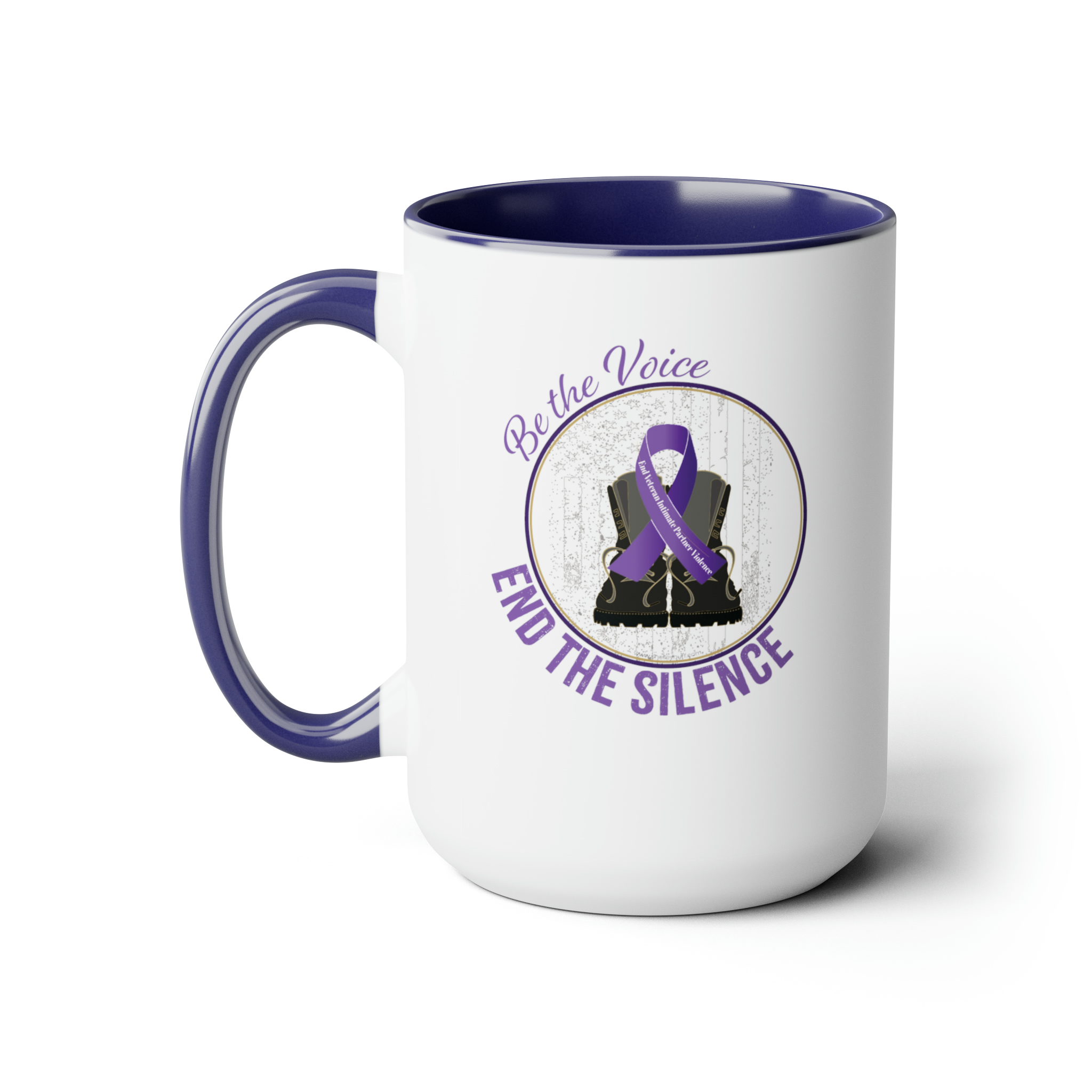 Purple Two-Tone Be the Voice; End the Silence. Intimate Partner Violence Awareness Mug
