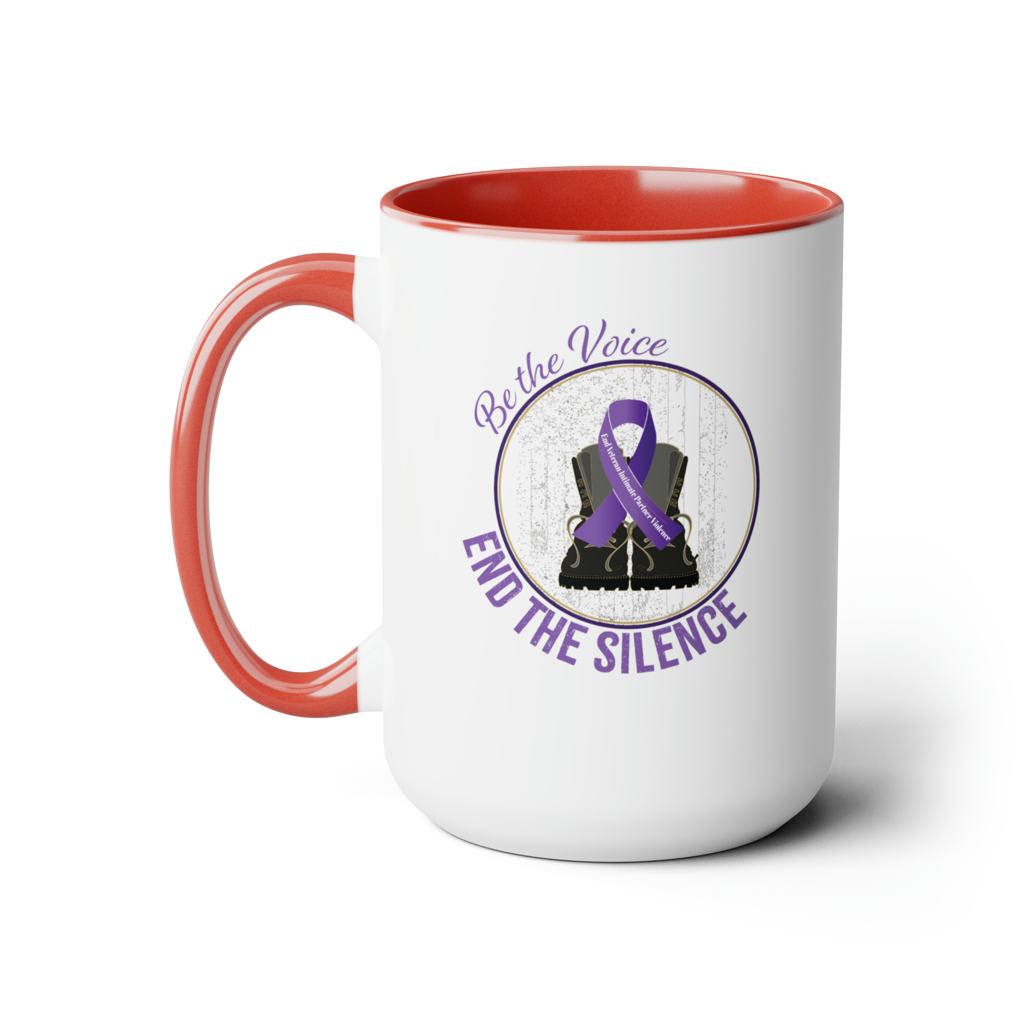 Red Two-Tone Be the Voice; End the Silence. Intimate Partner Violence Awareness Mug