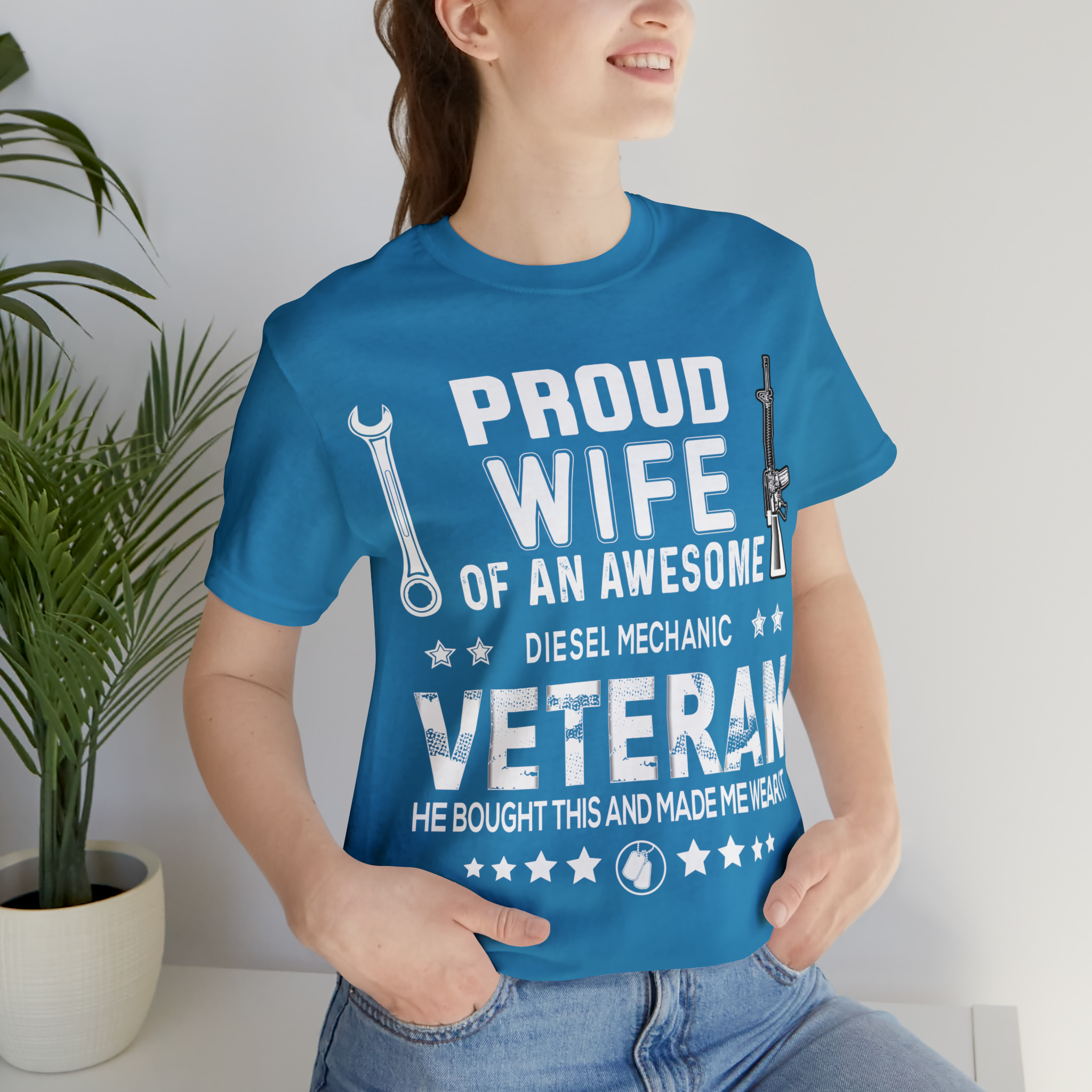 Apparel- Proud Wife Veteran Mechanic Unisex Softstyle T-Shirt